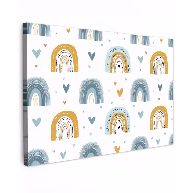 Canvas schilderij - Patroon - Regenboog - Hartjes — 1