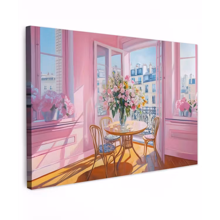 Canvas schilderij - Pink - City - Bloemen — 1