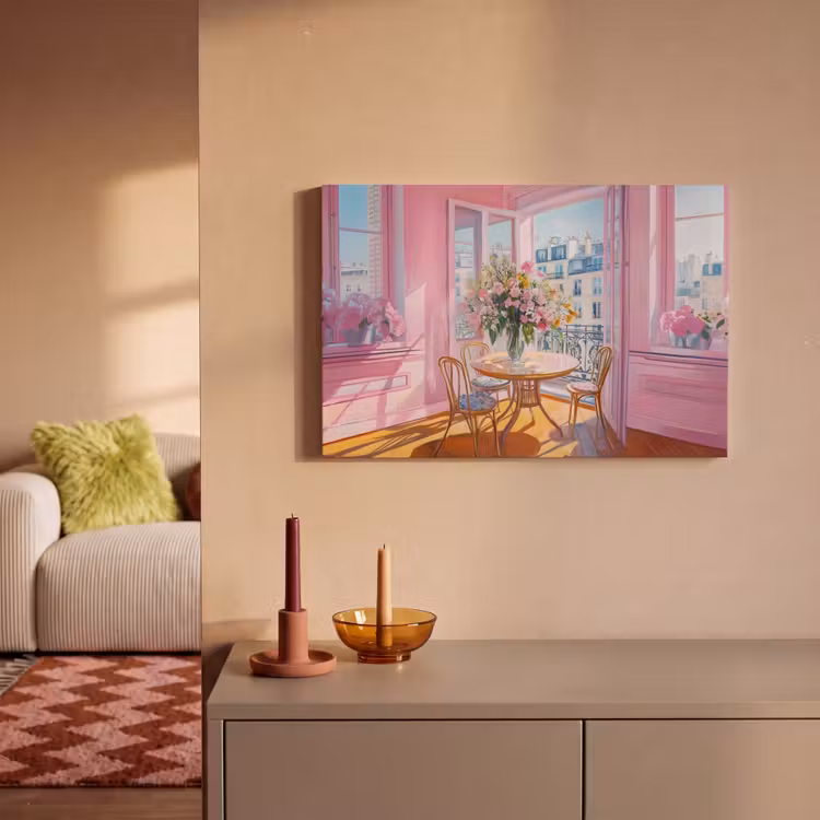 Canvas schilderij - Pink - City - Bloemen — 2