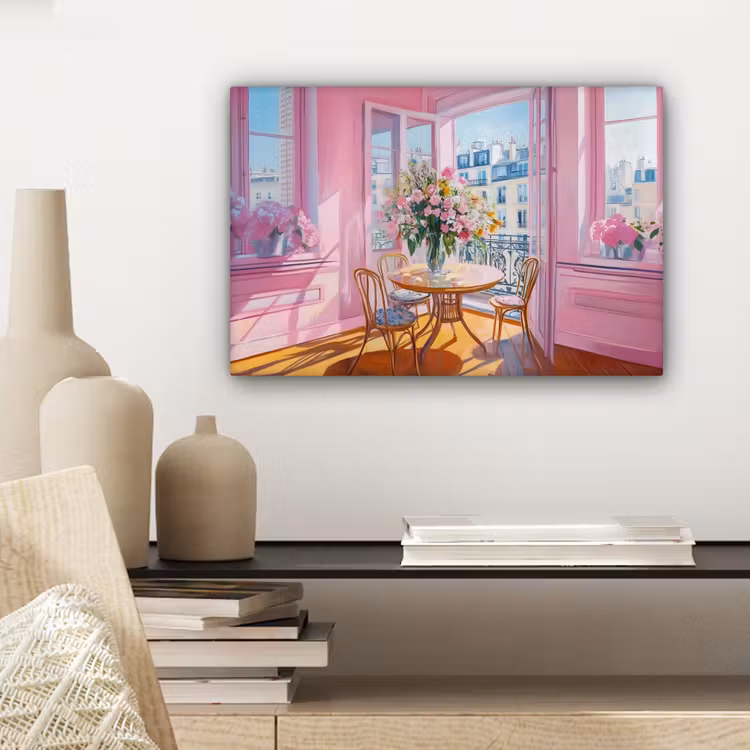 Canvas schilderij - Pink - City - Bloemen — 5