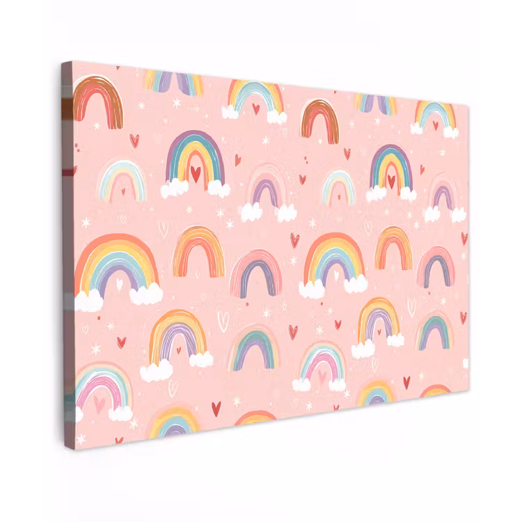 Canvas schilderij - Regenboog - Patroon - Pastel — 1