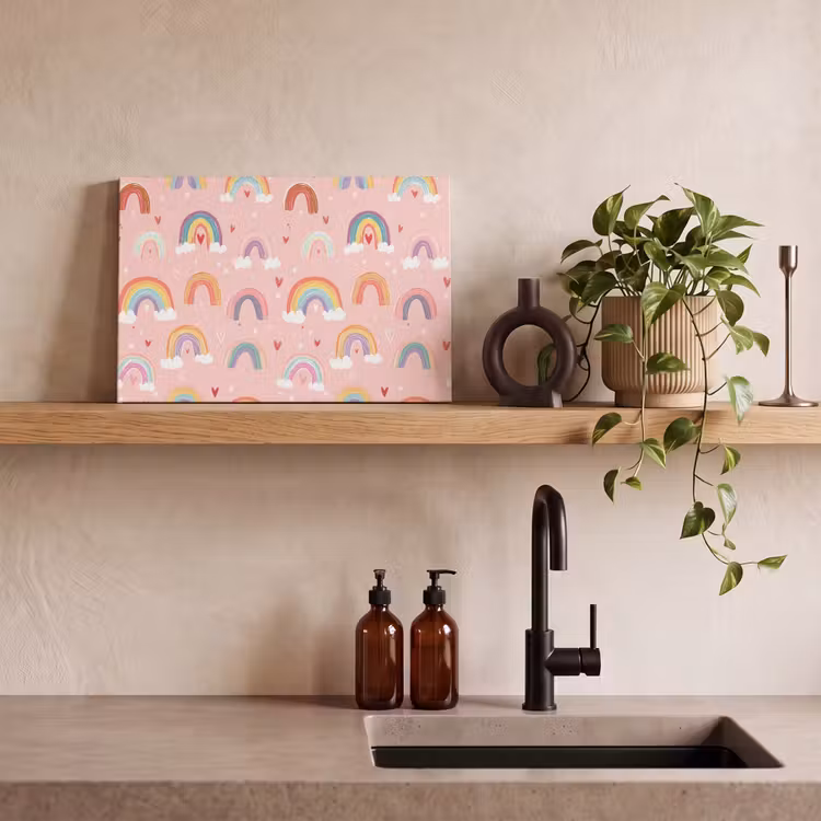 Canvas schilderij - Regenboog - Patroon - Pastel — 3