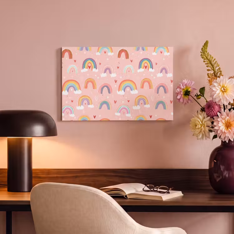 Canvas schilderij - Regenboog - Patroon - Pastel — 4
