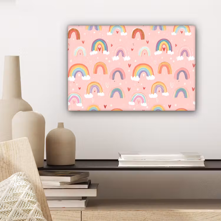 Canvas schilderij - Regenboog - Patroon - Pastel — 5