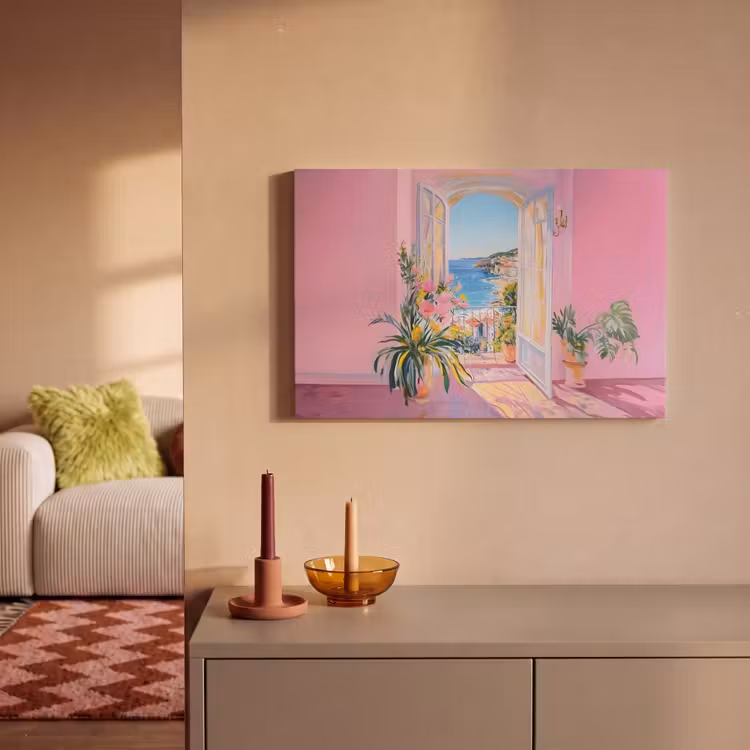 Canvas schilderij - Roze - Buiten - Verf — 2