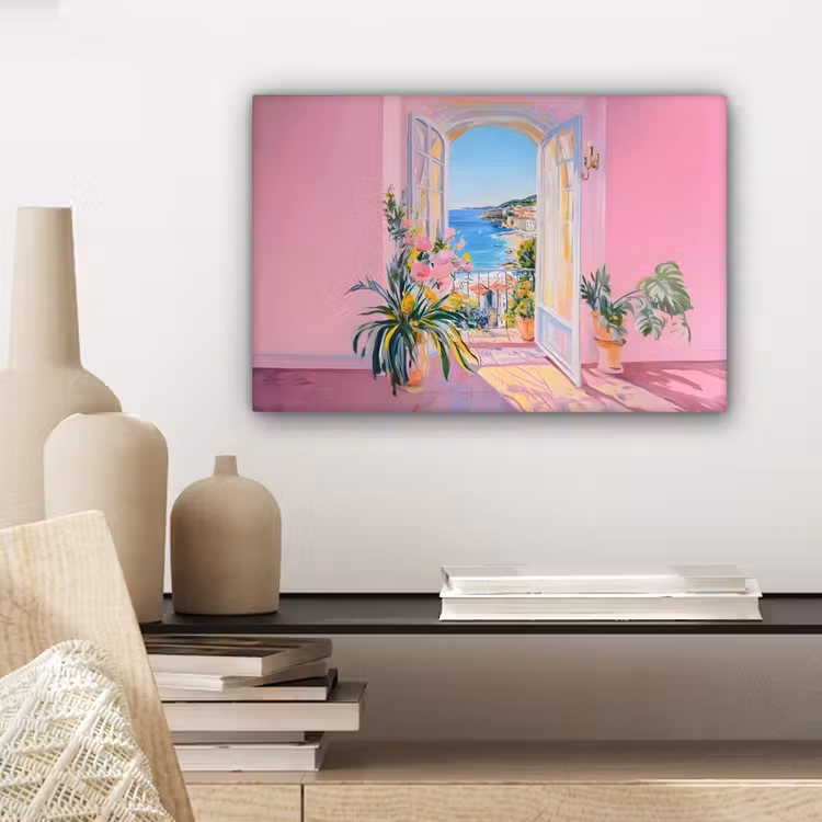 Canvas schilderij - Roze - Buiten - Verf — 5
