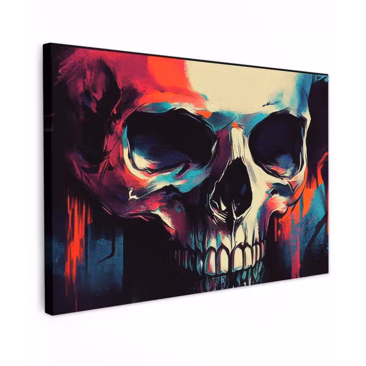 Canvas schilderij - Schedel - Abstract - Rood - Blauw - Graffiti — 1