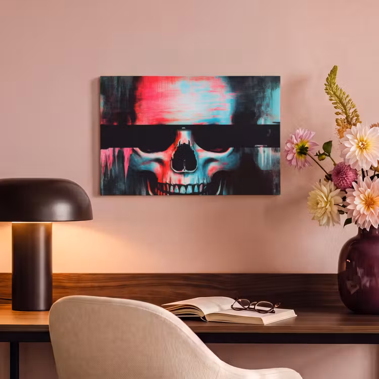 Canvas schilderij - Schedels - Glitch - Cyberpunk — 4