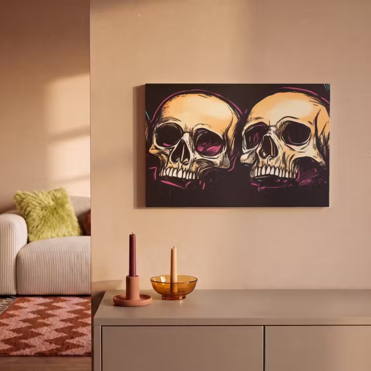 Canvas schilderij - Schedels - Graffiti - Neon — 2