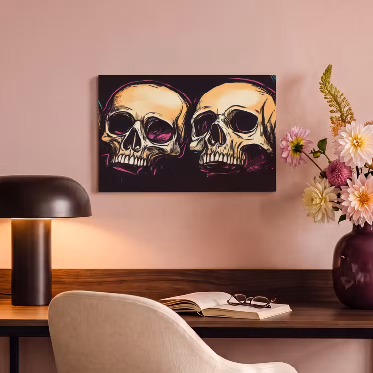 Canvas schilderij - Schedels - Graffiti - Neon — 4