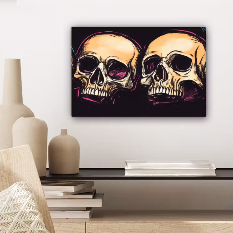 Canvas schilderij - Schedels - Graffiti - Neon — 5