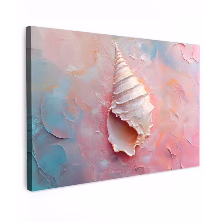 Canvas schilderij - Schelp - Pastel - Pink — 1