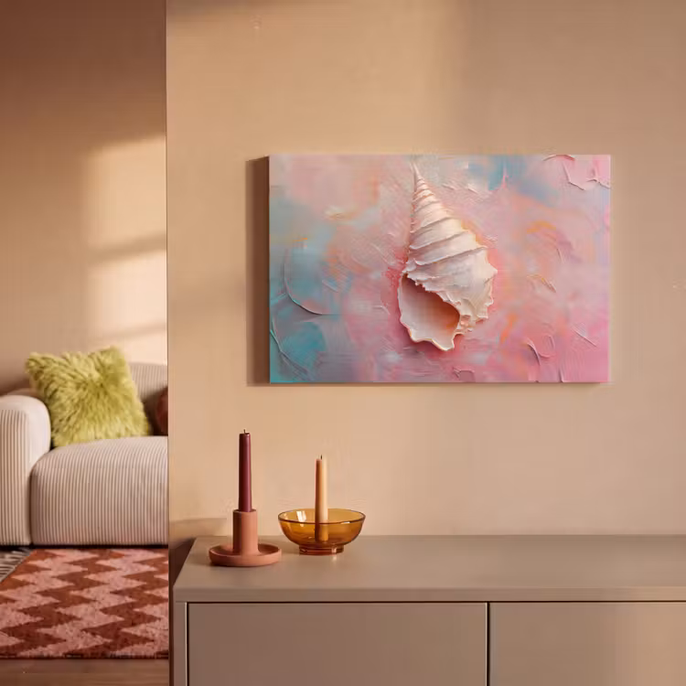 Canvas schilderij - Schelp - Pastel - Pink — 2