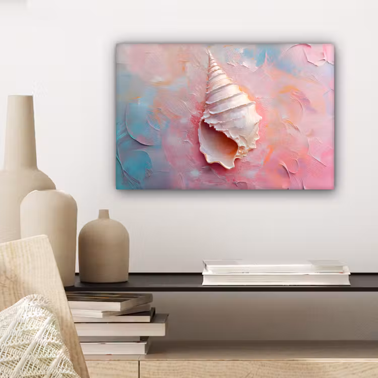 Canvas schilderij - Schelp - Pastel - Pink — 5