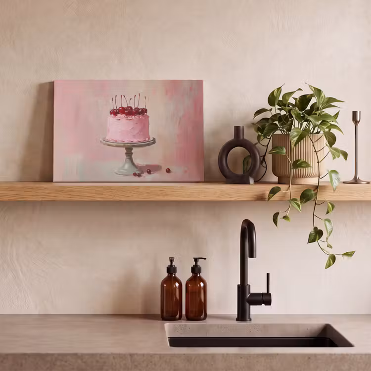 Canvas schilderij - Taart - Pink - Cherry — 3