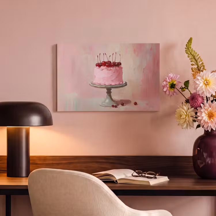 Canvas schilderij - Taart - Pink - Cherry — 4
