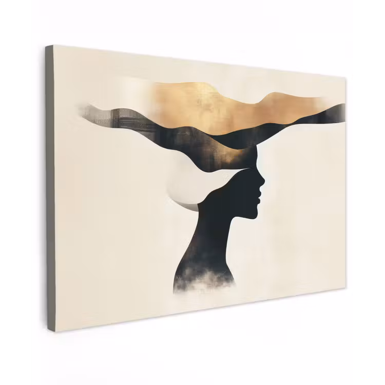 Canvas schilderij - Vrouw - Golven - Zwart — 1