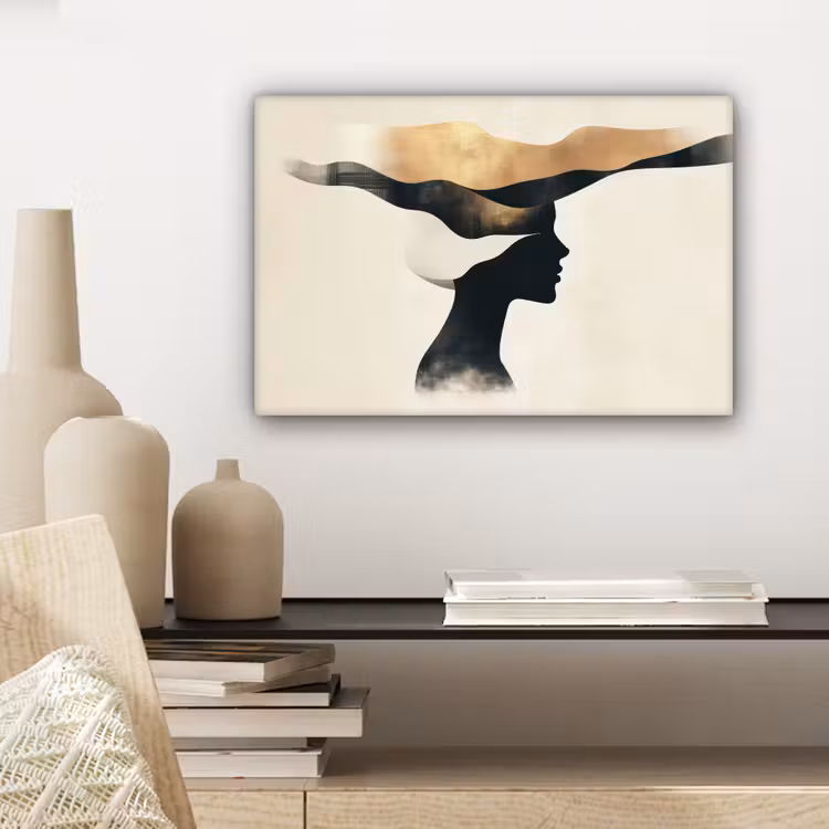 Canvas schilderij - Vrouw - Golven - Zwart — 5