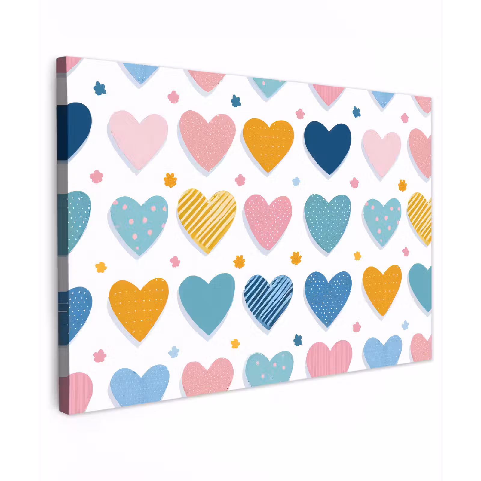 Canvas schilderij - Hartjes - Pastel - Patroon — 1