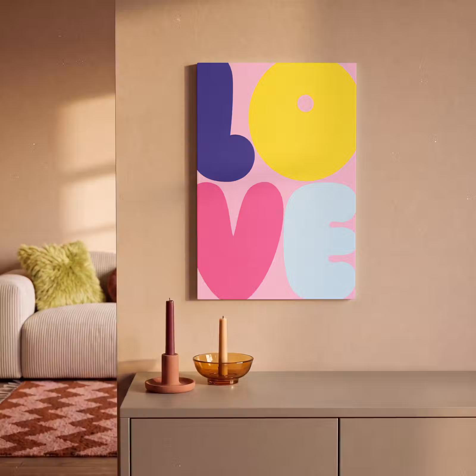 Canvas schilderij - Love - Valentijn - Kleurrijk — 1