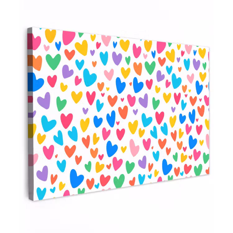 Canvas schilderij - Hartjes - Kleurrijk - Patroon - Levendig — 1