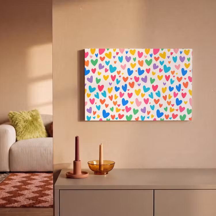 Canvas schilderij - Hartjes - Kleurrijk - Patroon - Levendig — 2