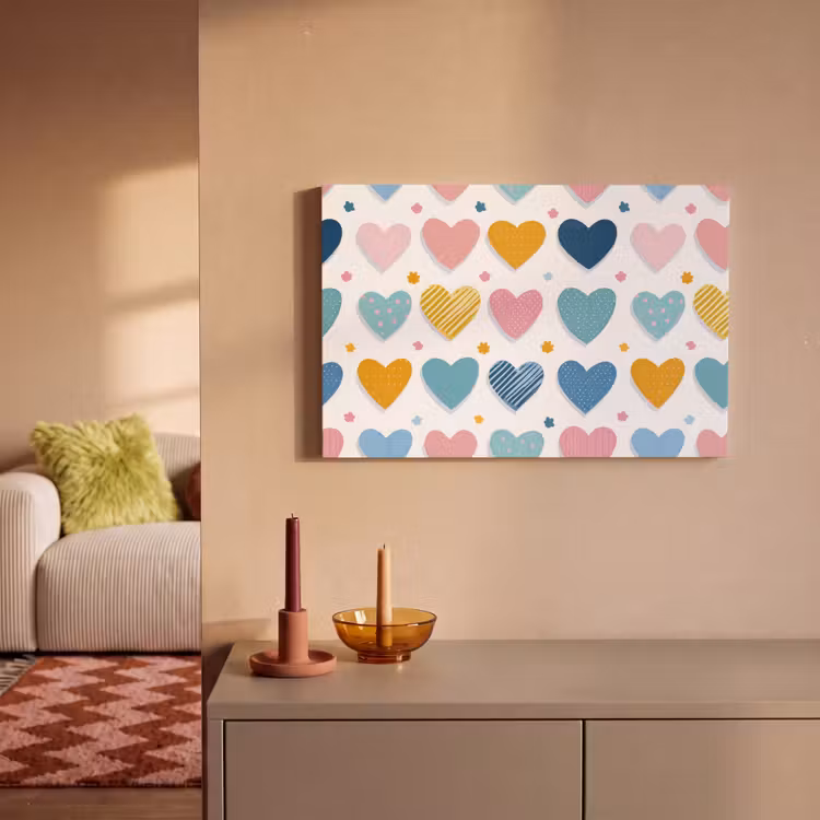 Canvas schilderij - Hartjes - Pastel - Patroon — 2