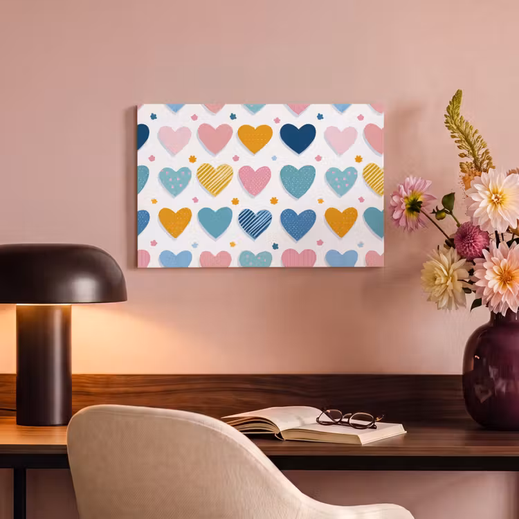 Canvas schilderij - Hartjes - Pastel - Patroon — 4