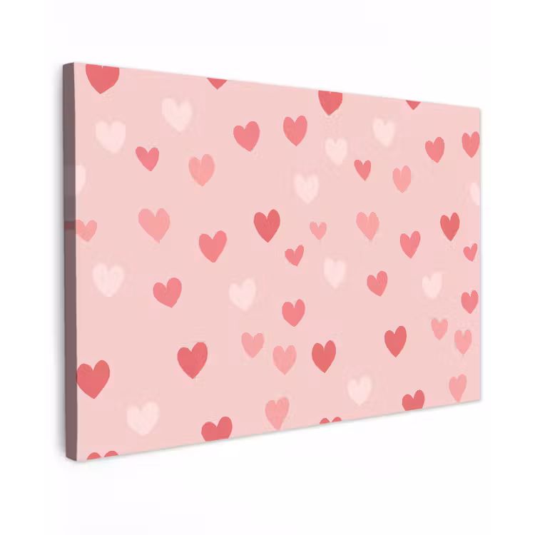 Canvas schilderij - Hartjes - Patroon - Roze — 1