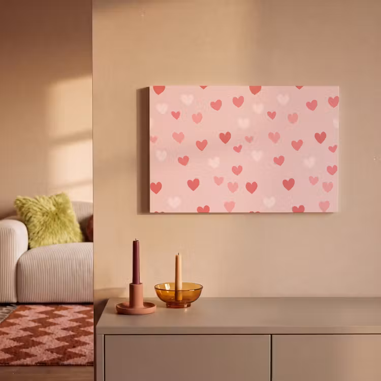 Canvas schilderij - Hartjes - Patroon - Roze — 2