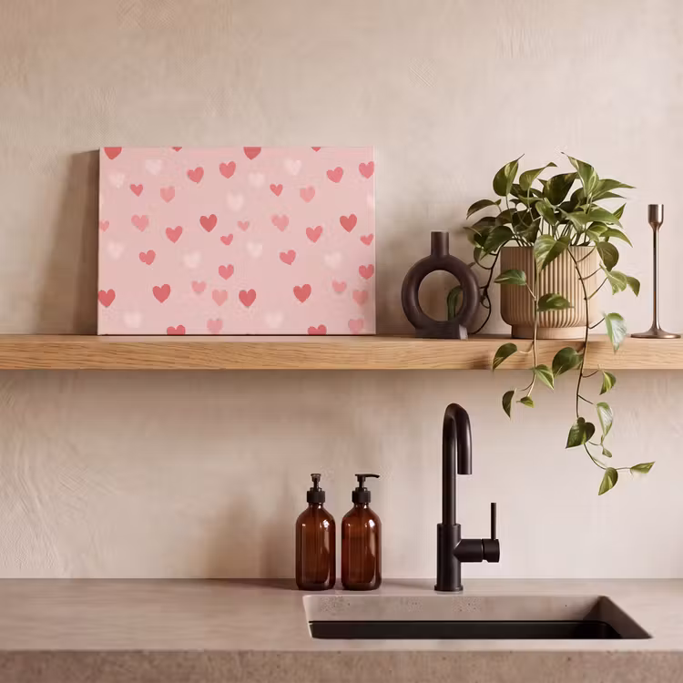 Canvas schilderij - Hartjes - Patroon - Roze — 3