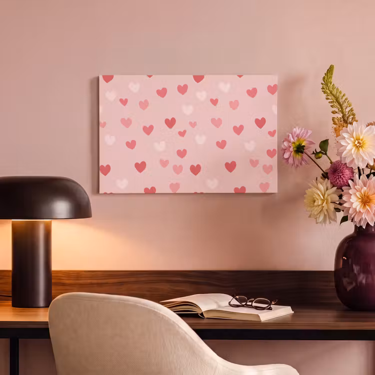 Canvas schilderij - Hartjes - Patroon - Roze — 4