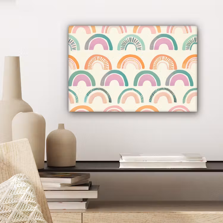 Canvas schilderij - Regenboog - Pastel - Patroon — 5