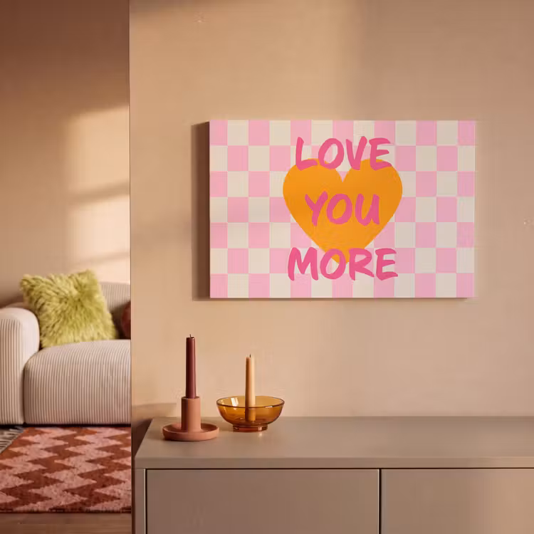 Canvas schilderij - Valentijn - Love - Roze - Oranje — 1