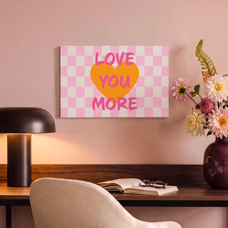 Canvas schilderij - Valentijn - Love - Roze - Oranje — 3