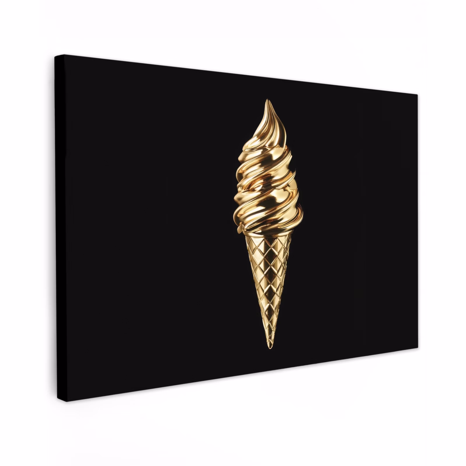 Canvas schilderij - Ijs - Goud - Zwart - Eten — 1