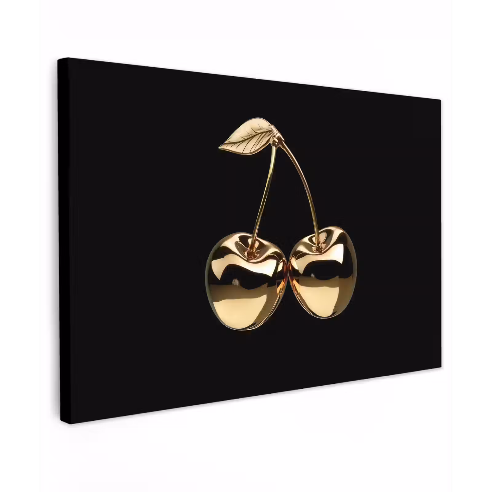 Canvas schilderij - Kersen - Zwart - Goud - Chrome — 1