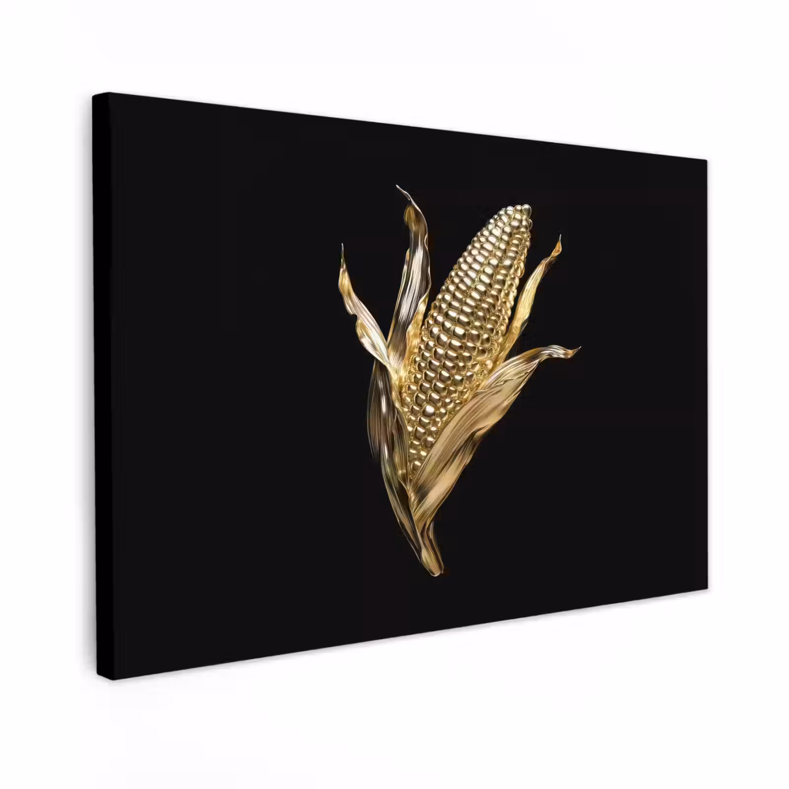 Canvas schilderij - Mais - Eten - Goud - Zwart — 1
