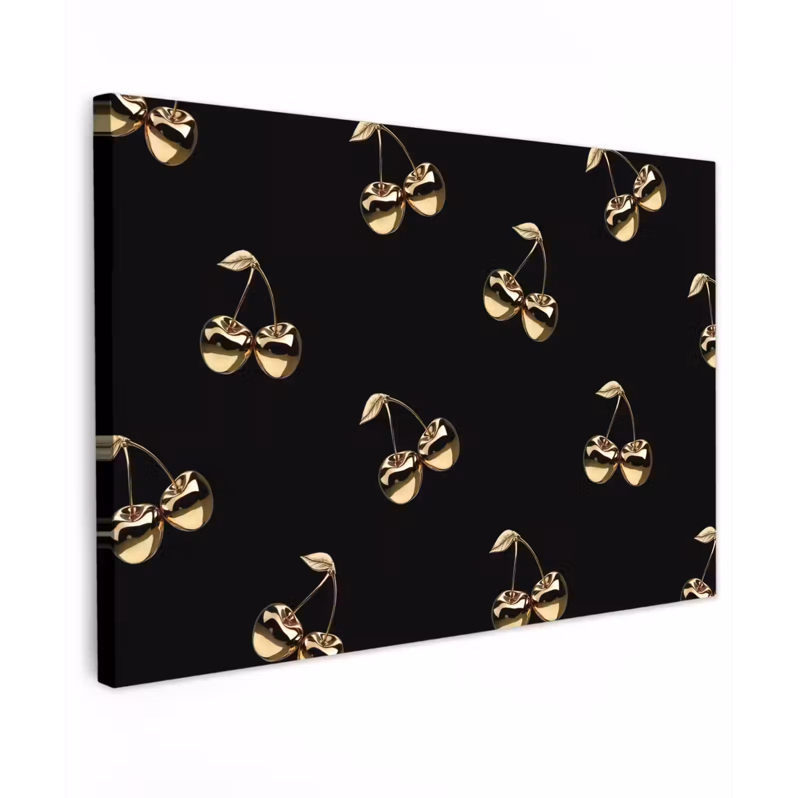 Canvas schilderij - Patroon - Kersen - Goud - Chrome — 1