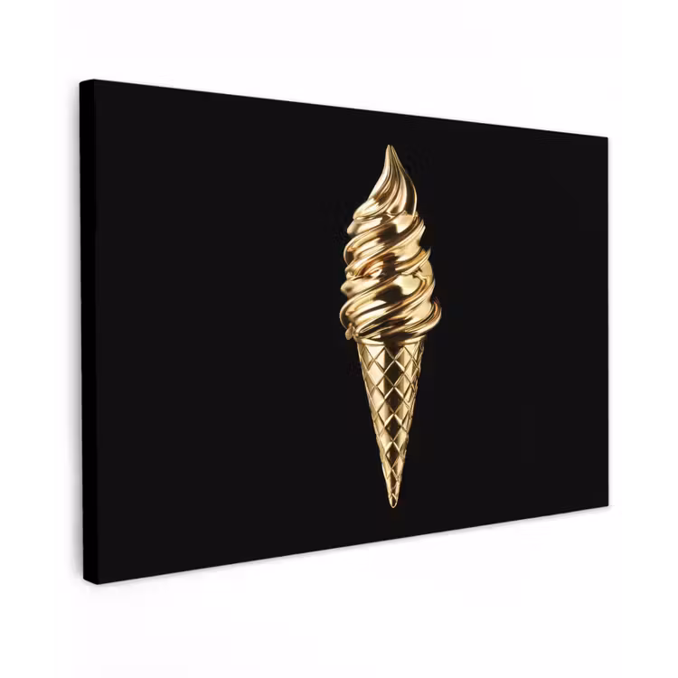 Canvas schilderij - Ijs - Goud - Zwart - Eten — 1