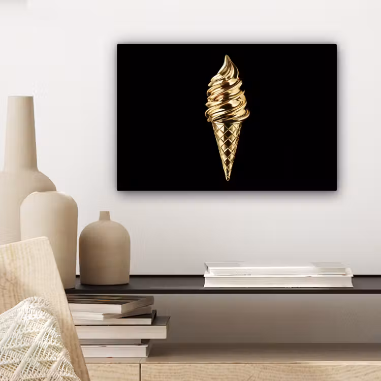 Canvas schilderij - Ijs - Goud - Zwart - Eten — 5