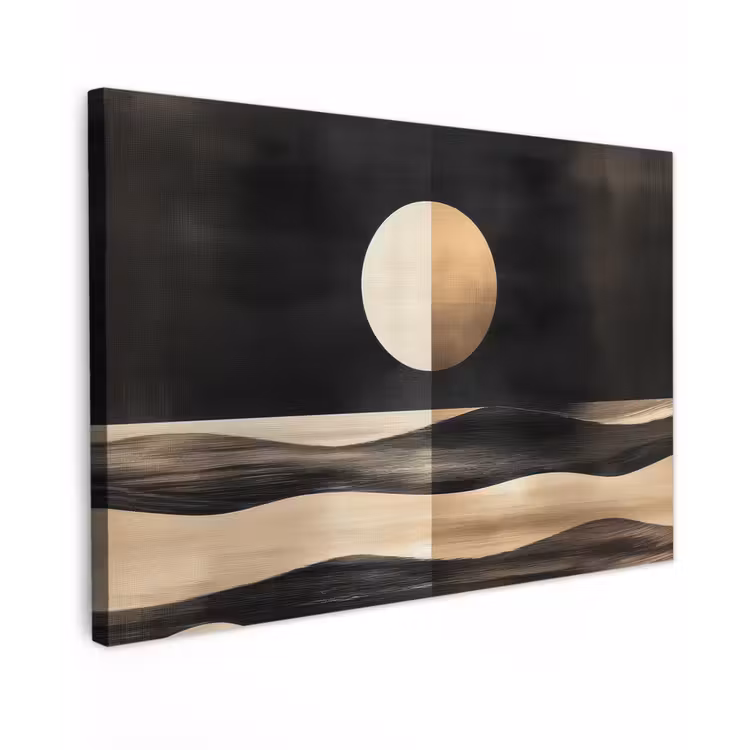 Canvas schilderij - Maan - Cirkel - Goud — 1