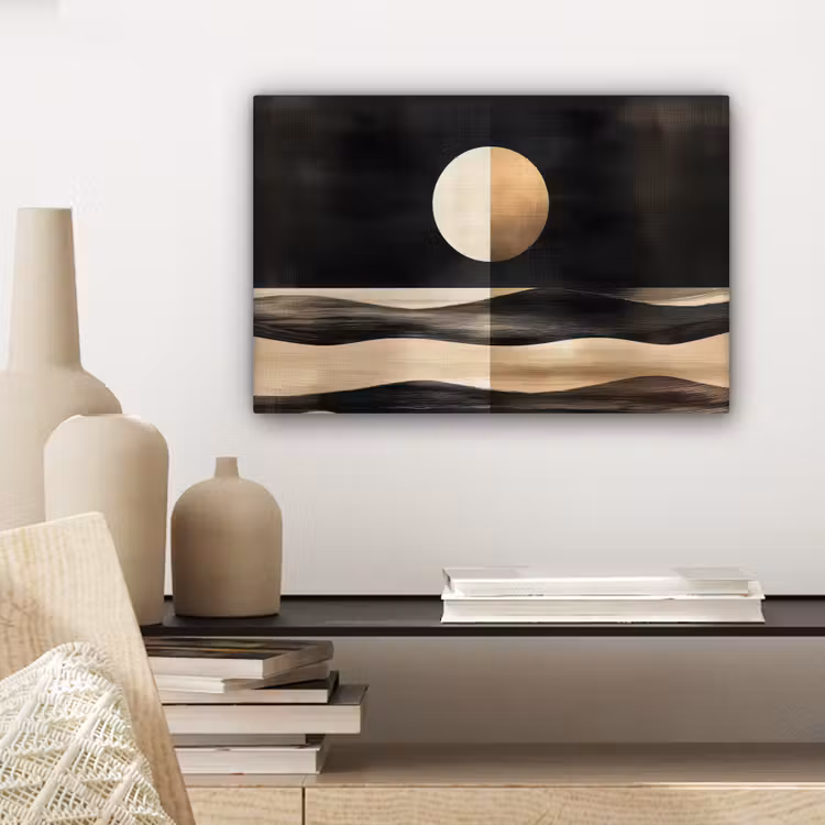 Canvas schilderij - Maan - Cirkel - Goud — 5