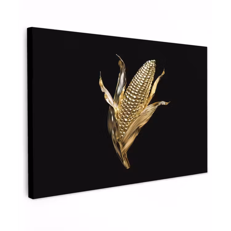 Canvas schilderij - Mais - Eten - Goud - Zwart — 1