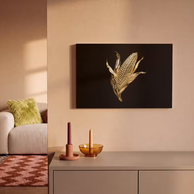 Canvas schilderij - Mais - Eten - Goud - Zwart — 2