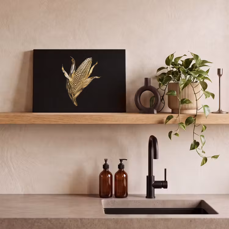 Canvas schilderij - Mais - Eten - Goud - Zwart — 3