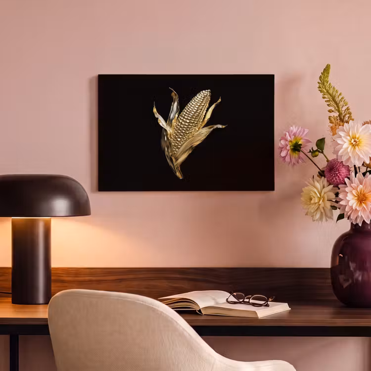 Canvas schilderij - Mais - Eten - Goud - Zwart — 4
