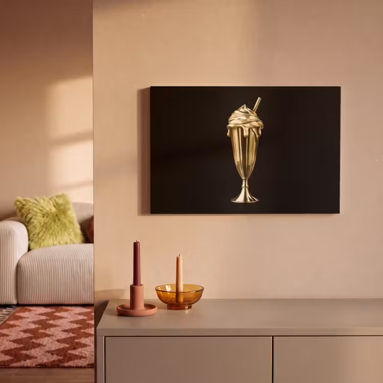 Canvas schilderij - Milkshake - Goud - Drinken - Zwart — 2