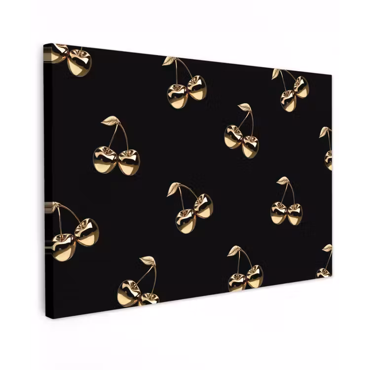 Canvas schilderij - Patroon - Kersen - Goud - Chrome — 1