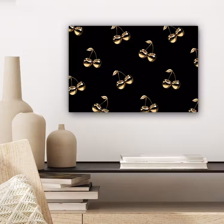 Canvas schilderij - Patroon - Kersen - Goud - Chrome — 5